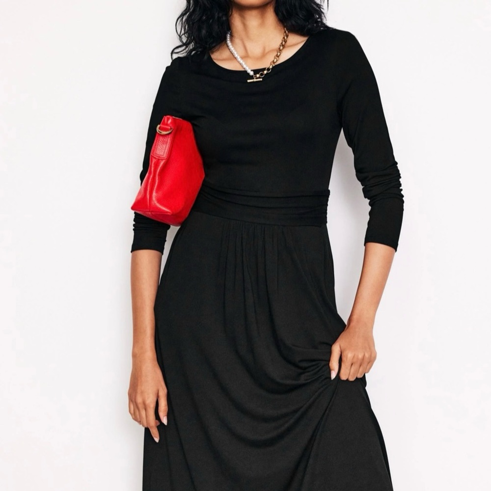 Boden Classic Black Long Sleeve Jersey Dress